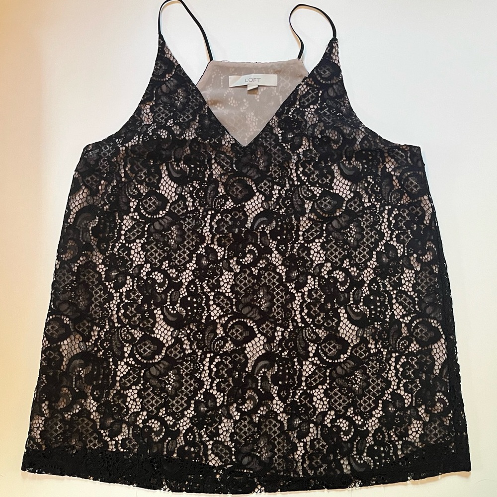 LOFT spaghetti strap blouse with lace detailing